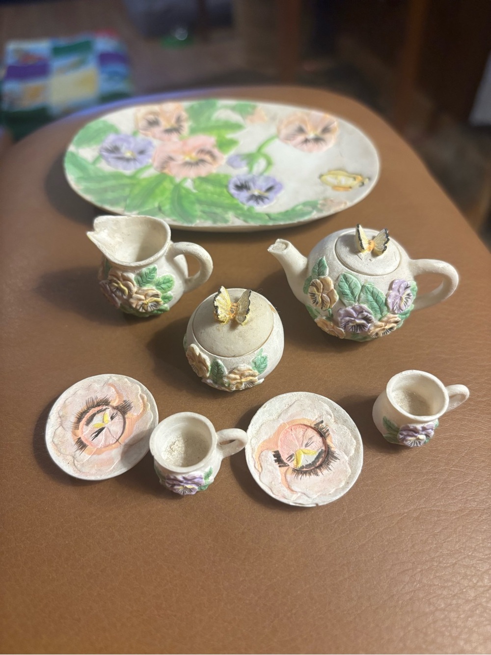Vintage 1990s Miniature Resin Tea Set